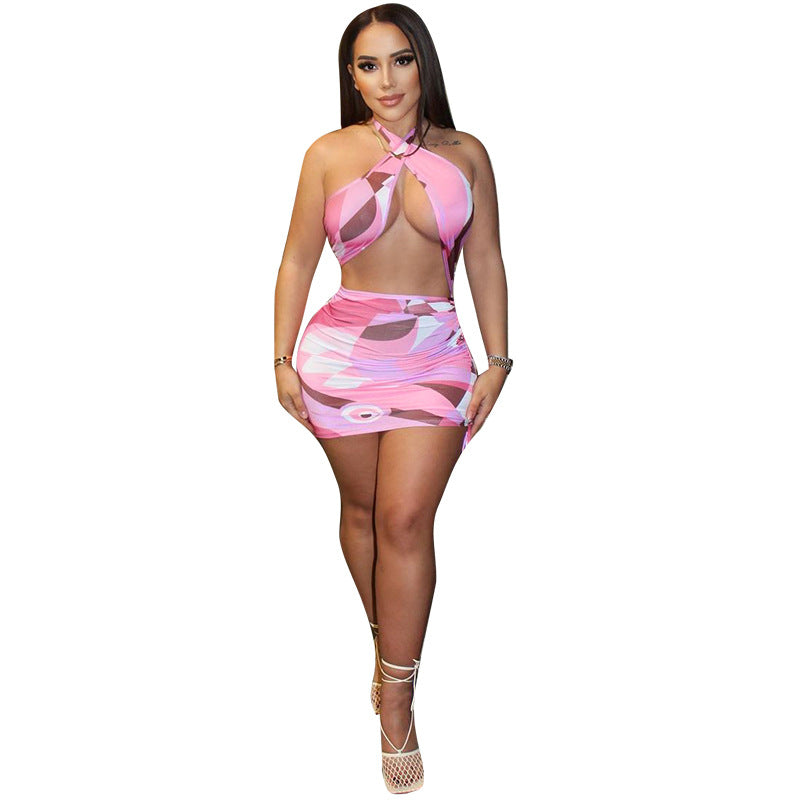 Summer Printed Halterneck Dress
