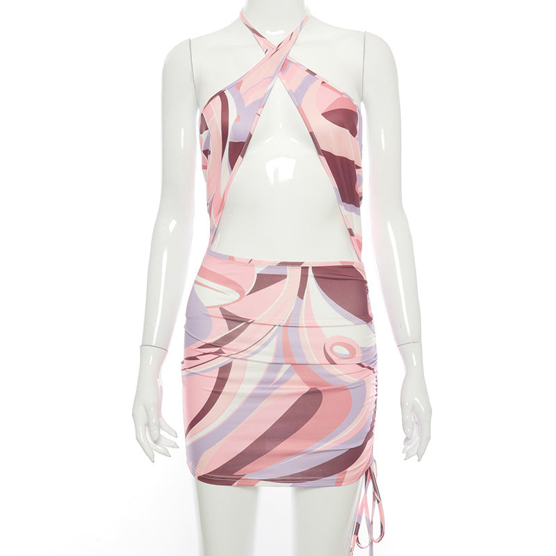 Summer Printed Halterneck Dress
