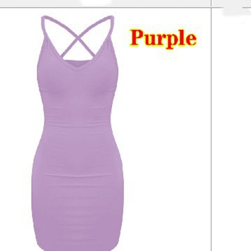 Simple Hanging Neck Tight-fitting Hip Skirt