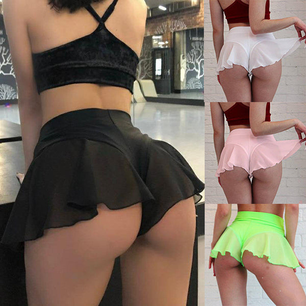 High Waist Solid Color Silk Thong