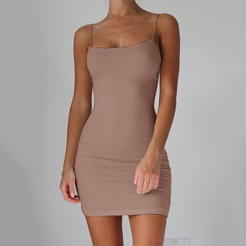Simple Hanging Neck Tight-fitting Hip Skirt