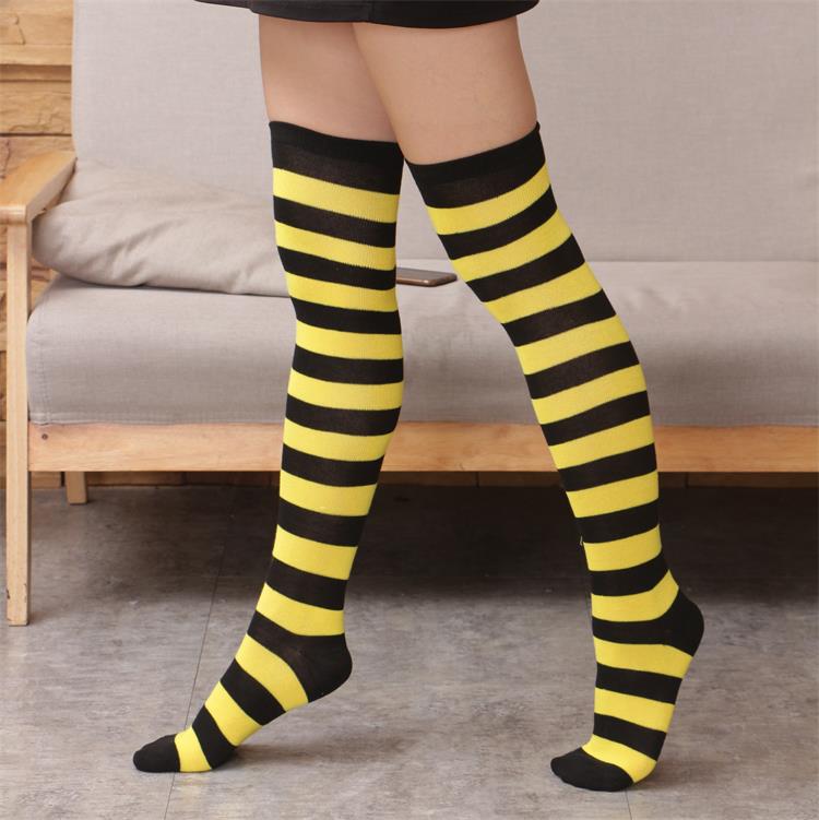 Wild-striped long tube bottoming socks